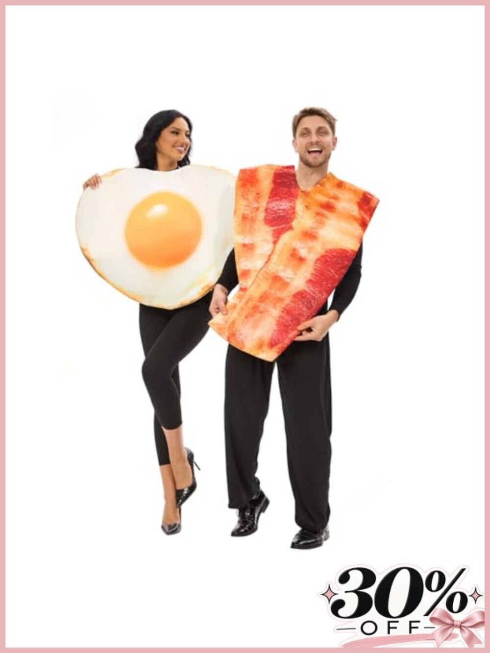 2PC Couples Halloween Costume Fried Egg Bacon Adult One Size Funny